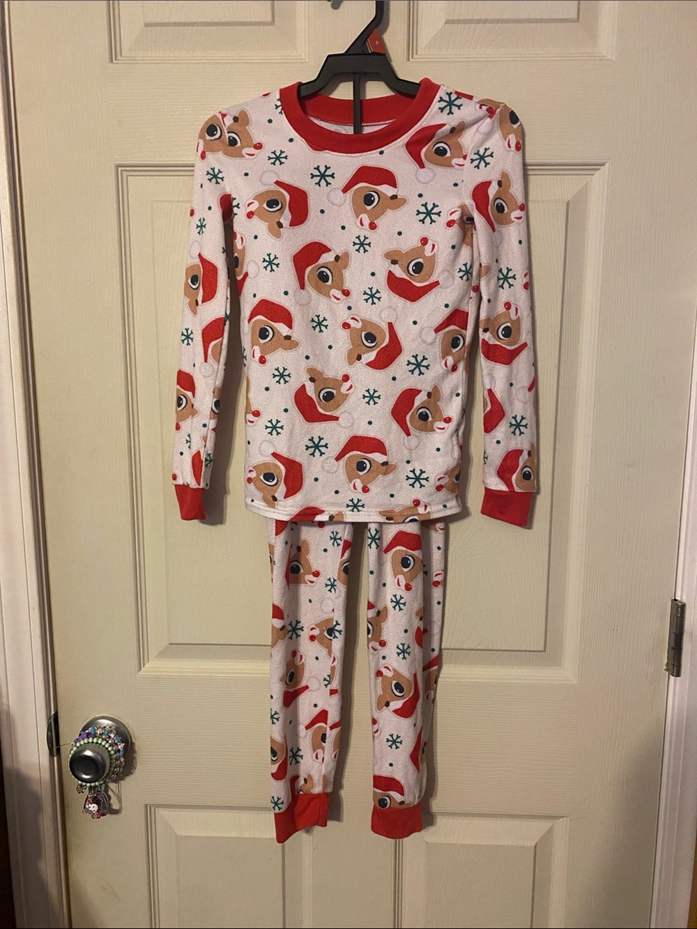 Children's Holiday Reindeer Pajama Set - Red & White